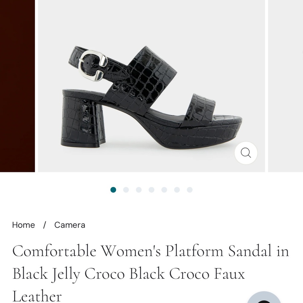 AEROSOLES Camera Black Croc-Embossed Platform Sandals NWT